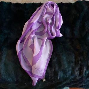 Coach Purple Silk Scarf with Signature Cs